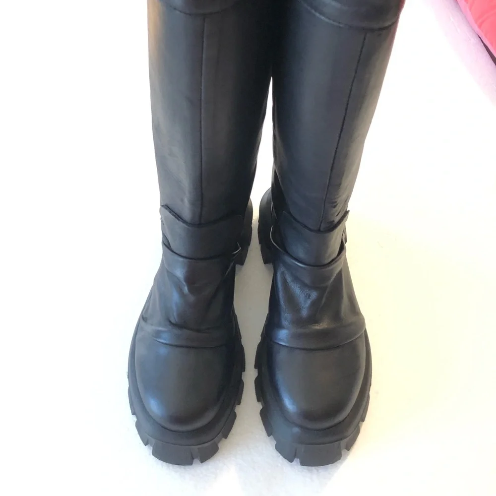 Free People Black Over-the-Knee Chunky Platform Boots Size 37/7